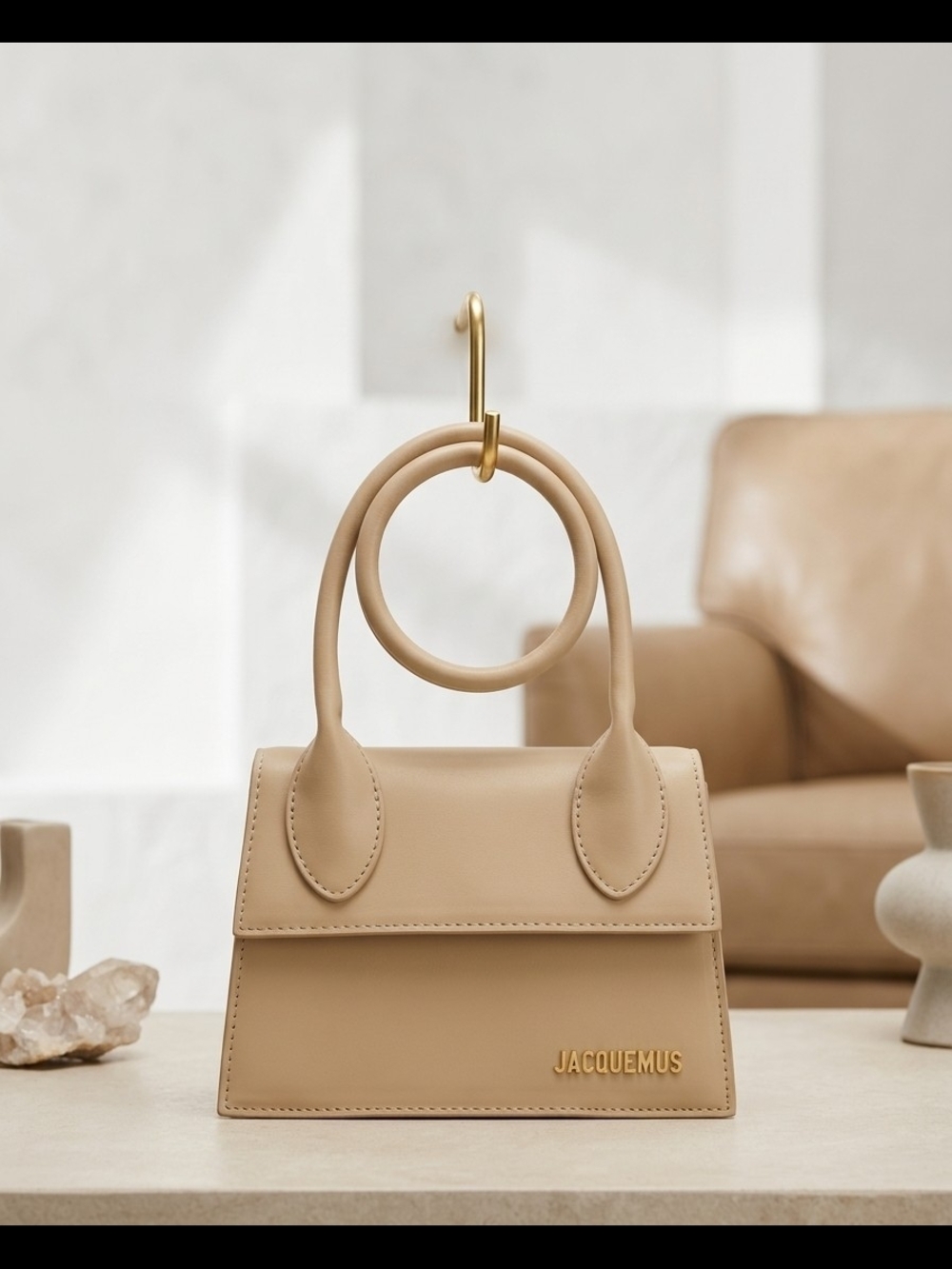 Jacquemus beige mini top-handle bag